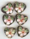 6 13mm Black Cloisonné Hearts